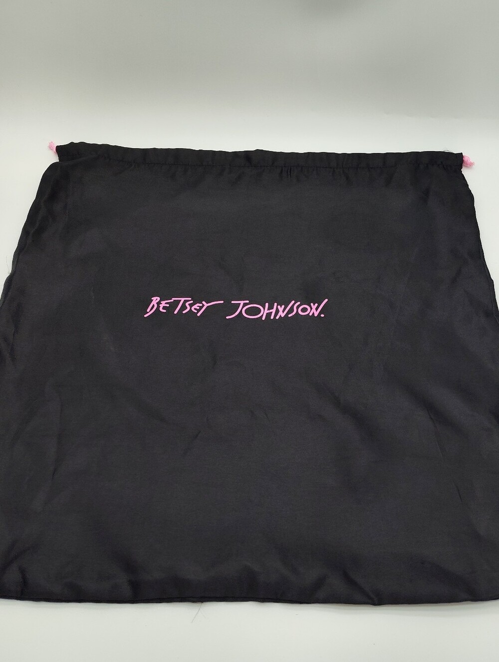 BETSEY JOHNSON Large Black Pink Logo Drawstring Dust Bag Storage Travel 22x21.5